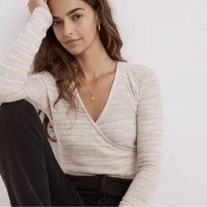 Madewell Crosscross V-Neck Blouse Shirt Multicolored Size Womens Large Nordstrom